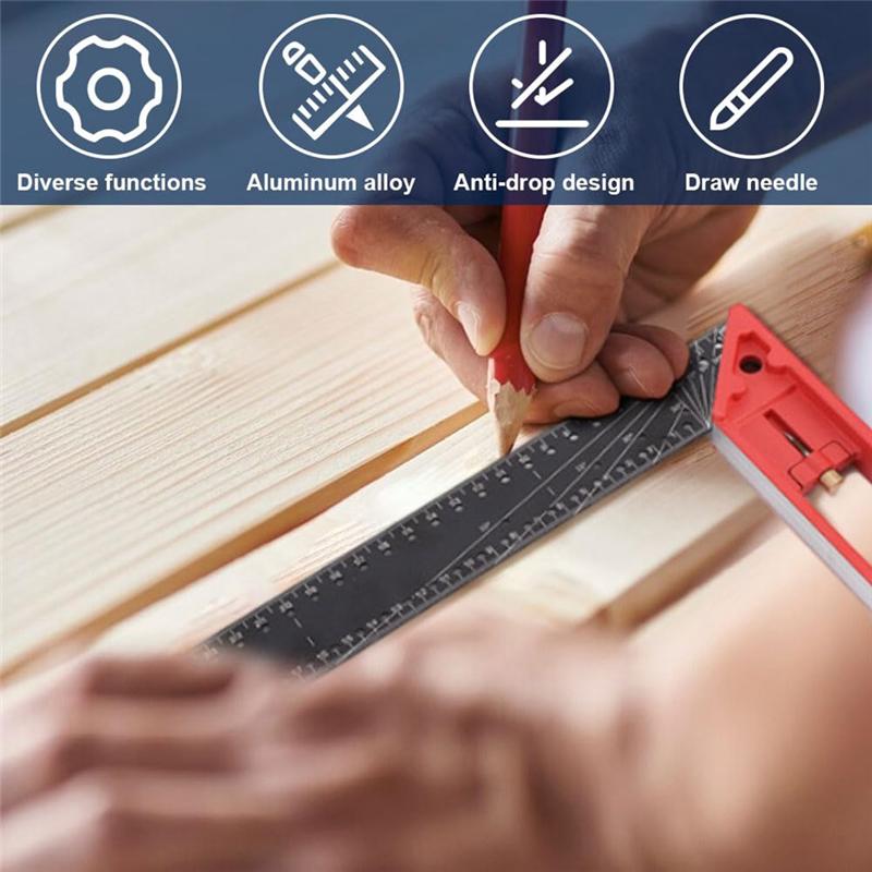 A55F-2Pcs Multi-Angle Measuring Ruler-Universal Combination Angle, 45/90 Degree Multifunctional Gauge Right Angle Ruler