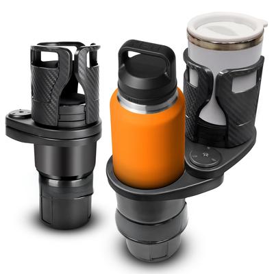 2-in-1 Adjustable Car Cup Holder Extender Suitable for Ramblers, Hydroflask & Large Water Bottles/Cups - Retractable Upper & Base, Fits