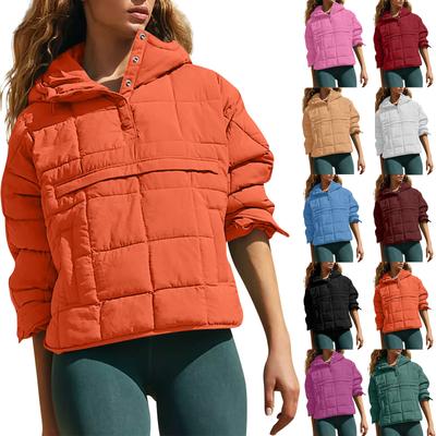 Steppjacke Damen Leichte Langarm Knopfjacke Warme Winterjacke Jacke mit Taschen