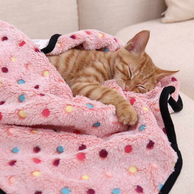 Soft Coral Fleece Pet Blanket Dogs Cats Warm Bed Mat Cozy Sleeping Pad