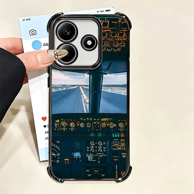 Aviation Aeroplane Pilot Cockpit Plating Phone Case For Xiaomi Poco X5 X6 X7 X8 Pro Max F8 Ultra F7 M8 M7 M5S Redmi 15C 15 14C 1