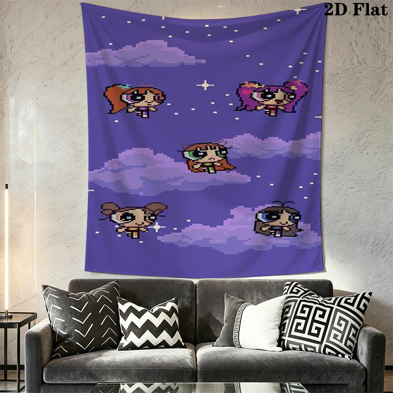 The Powerpuff Girls Games Pattern Home Decor Tapestry, Wall Hanging, Decorative RV Wall Cloth.MGT0918418
