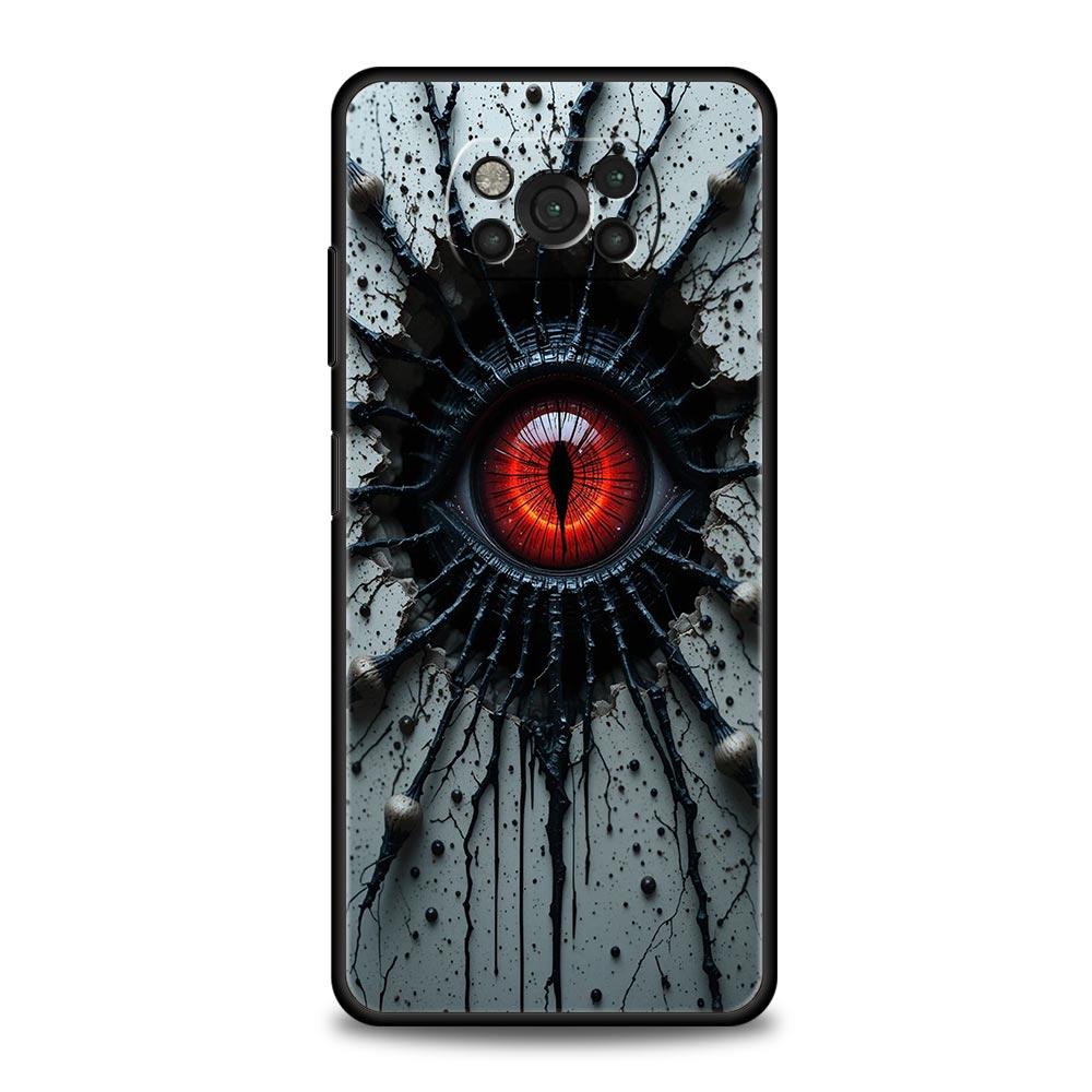 Spooky Scary Red Eye Phone Case Cover for Xiaomi Poco F7 Ultra F6 F5 F4 F3 X6 X5 X4 X3 NFC C51 C55 M4 GT 5G Soft TPU Shell Bags