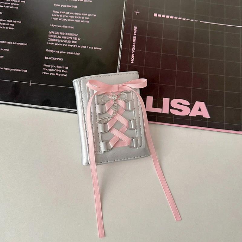 

Серебряные милые кошельки для женщин Y2k, дизайнерские оригинальные модные короткие портмоне в корейском стиле, повседневные, новые милые кошельки