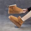 Johnature Cow Suede Thick Soled Snow Boots Versatile Thick Plush Warm Women's Slip-on Short Boots