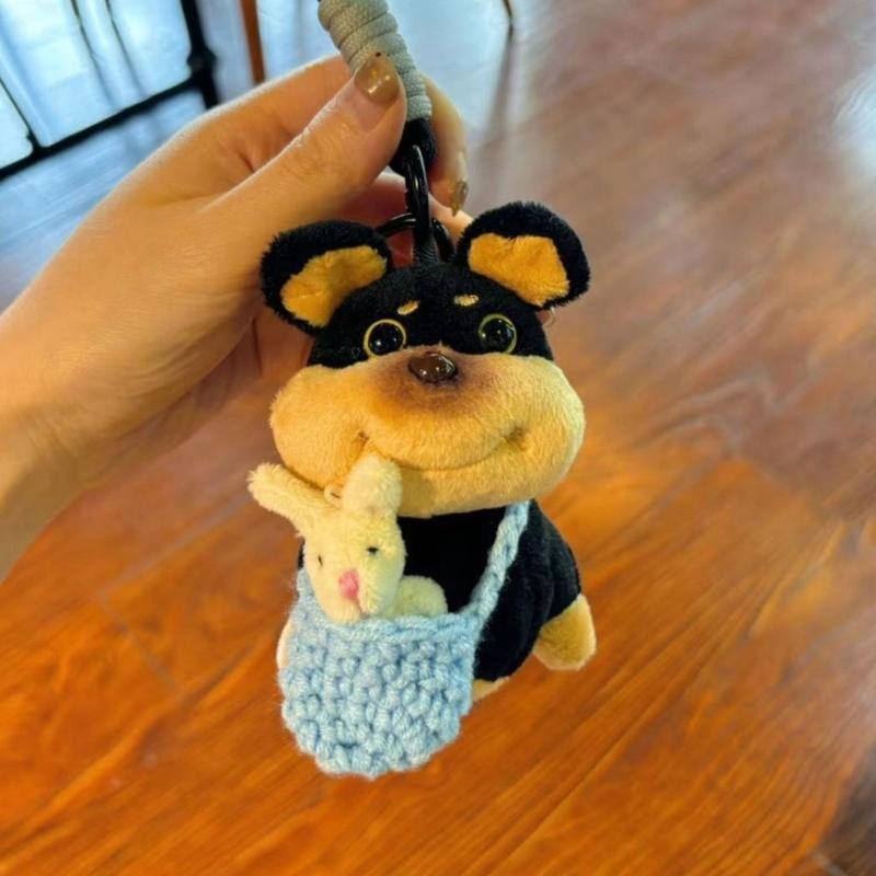 Cute Bees Dog Plush Keychain Charm Versatile Dog Bees Keychain Plush Charm Unique Accessory for Bag Embellishment