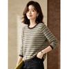 D.F.DEAR Vintage Gestreifter Rundhals Strickpullover