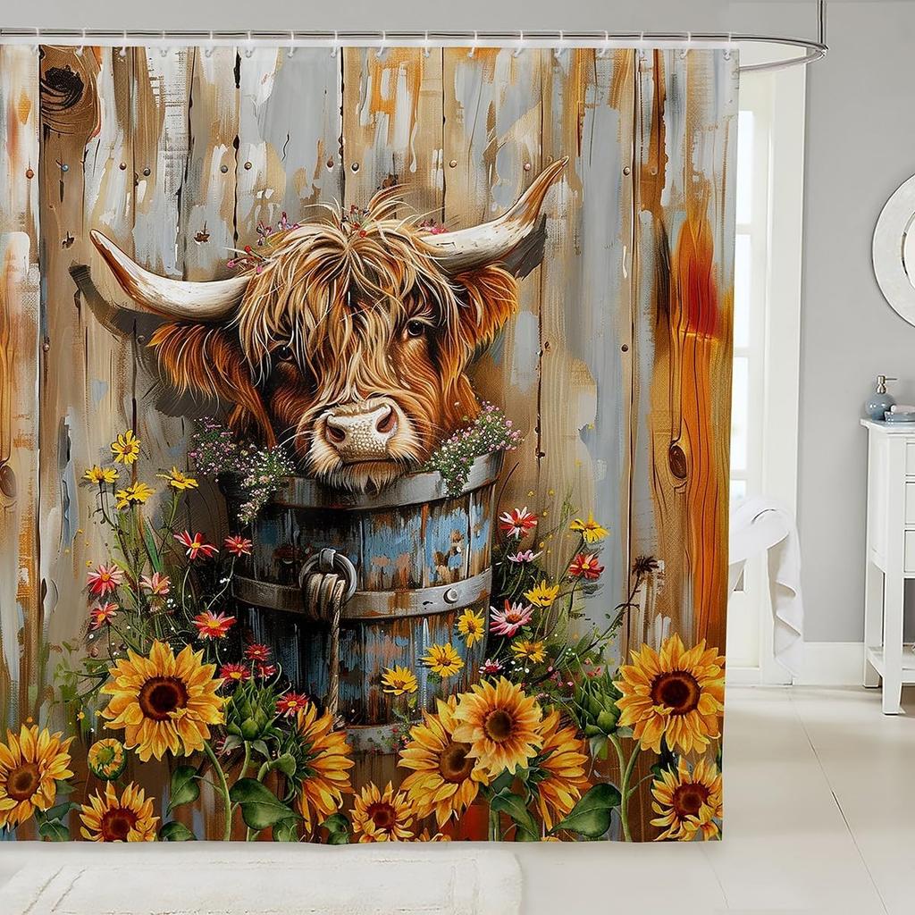 Cat Shower Curtain,Colorful Floral Bathroom Curtain,Kids Girls Boys Adult Cute Pet Animals Waterproof Fabrics Blue Sky Bathtub