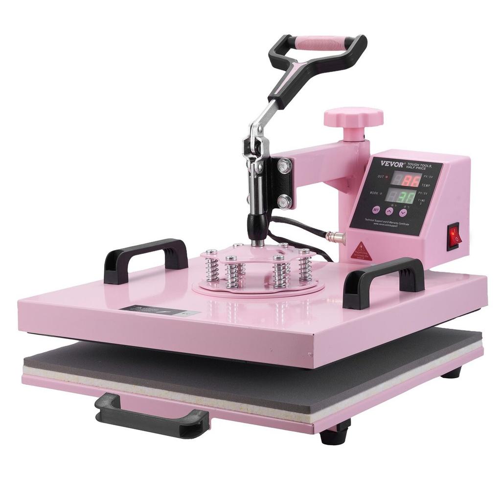 Heat Press Machine 15x15 In 8 In 1 with 30oz Tumbler Press T-Shirts Pink
