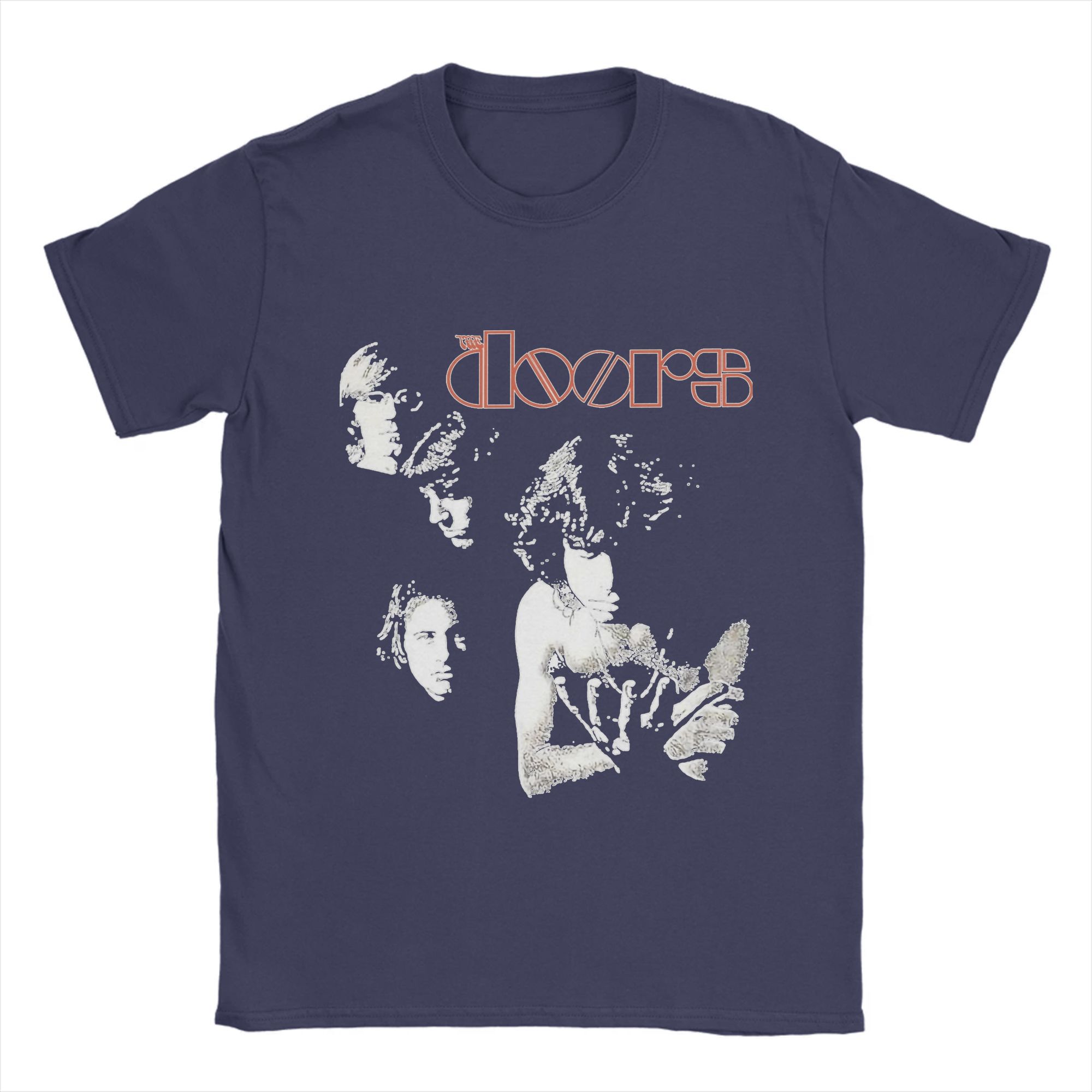

The Doors Мужская футболка Винтажная Музыка Забавная футболка Футболка с коротким рукавом и круглым вырезом Чистый хлопок 6XL Топы 4XL