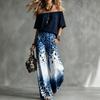 Summer Leopard Gradient One-Shoulder Top & Wide-Leg Pants Set for Women