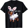 Dachshund Bunny Easter Graphic Tee Unisexs Cotton Crewneck TShirt Casual Holiday Gift