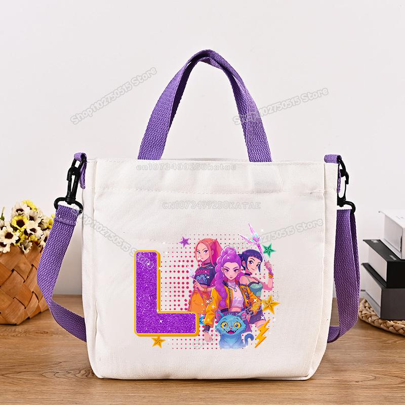 Schöne KPop Dämonenjäger Canvas Umhängetasche Multifunktionale Damen Handtasche Cartoon Mädchen Tragetasche Studenten Schultasche Damen Stoff Umhängetasche