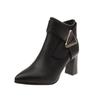 20 Autumn and Winter New Style Metal Decoration Pointed Head Thick Heel Fashion Short Boots Women