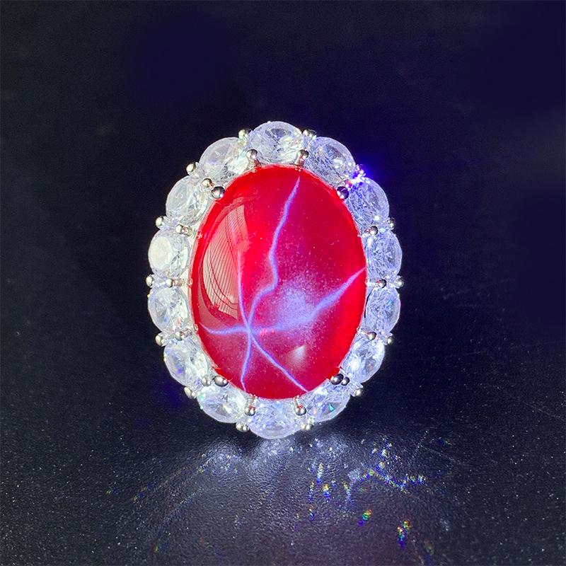 

Ювелирные изделия Европейская имитация Голубино-красный корунд Гексаграмма Светлый Ретро набор Главный 15 * 20