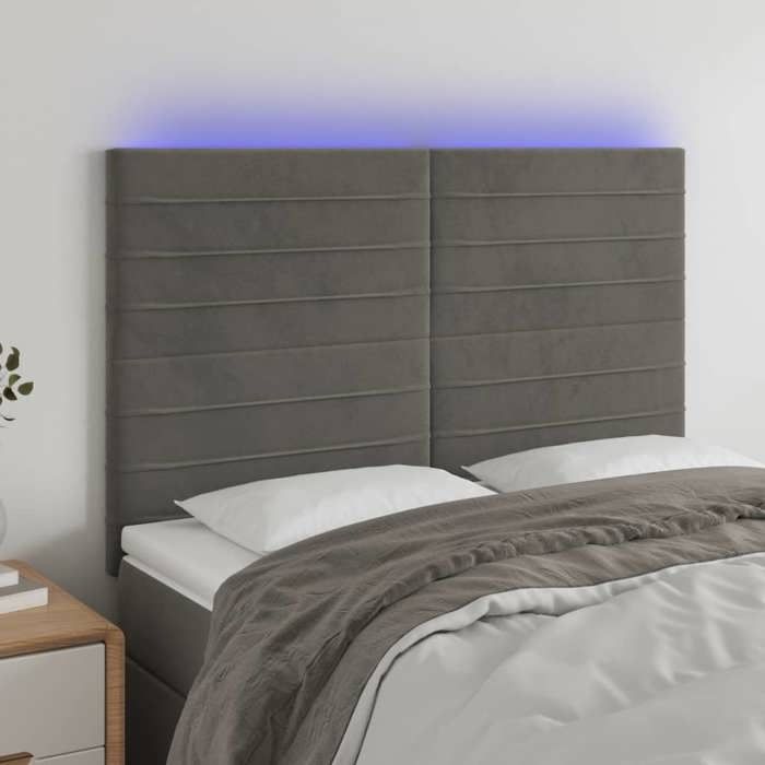 VidaXL LED Headboard Bedroom Furniture Double Bed Accessory Head of Bed Frame Interior Dark Grey 3122613