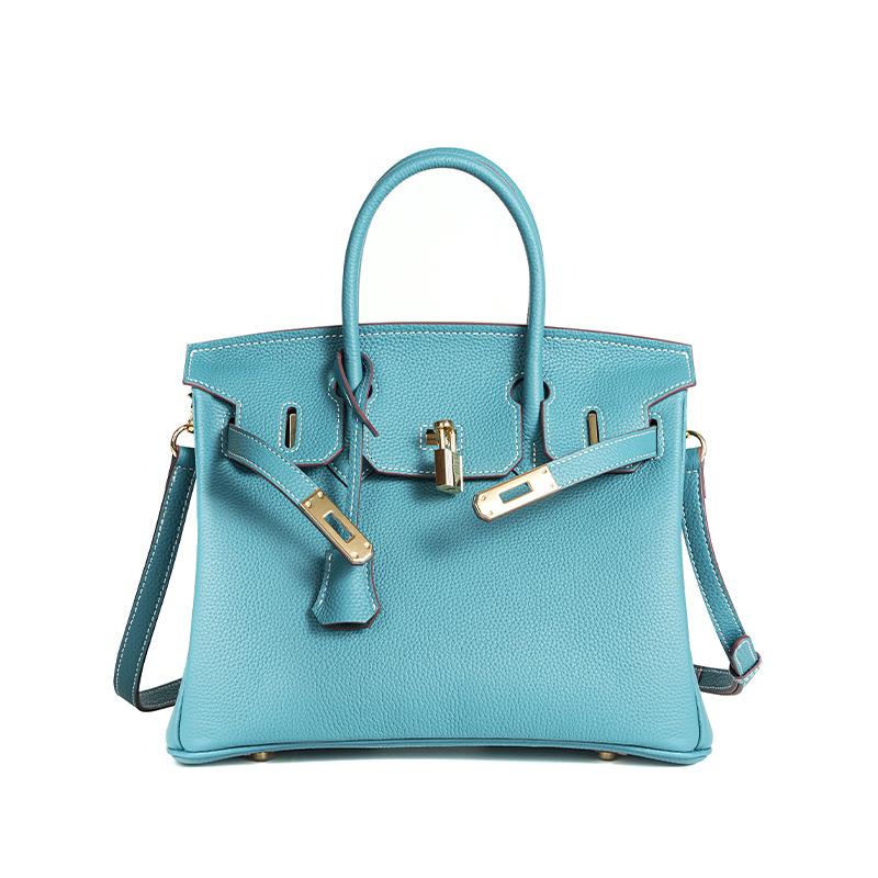 

Сумка из вощеной кожи первого слоя ручной работы Togo Platinum, узор личи, натуральная кожа, женская сумка с замком, сумка высокого класса