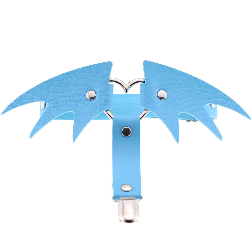 Punk Heart Leather Garter Belt with Wings - Street Style Nightclub Halloween Leg Jewelry Clip