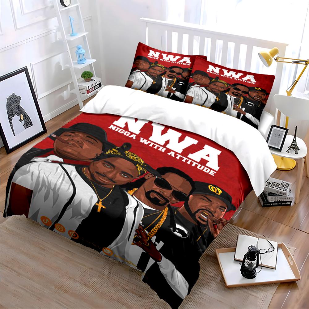 Hip-Hop Style NWA Printed Bedding Set Bedding set (1 duvet cover, 2 pillowcases, duvet not included)