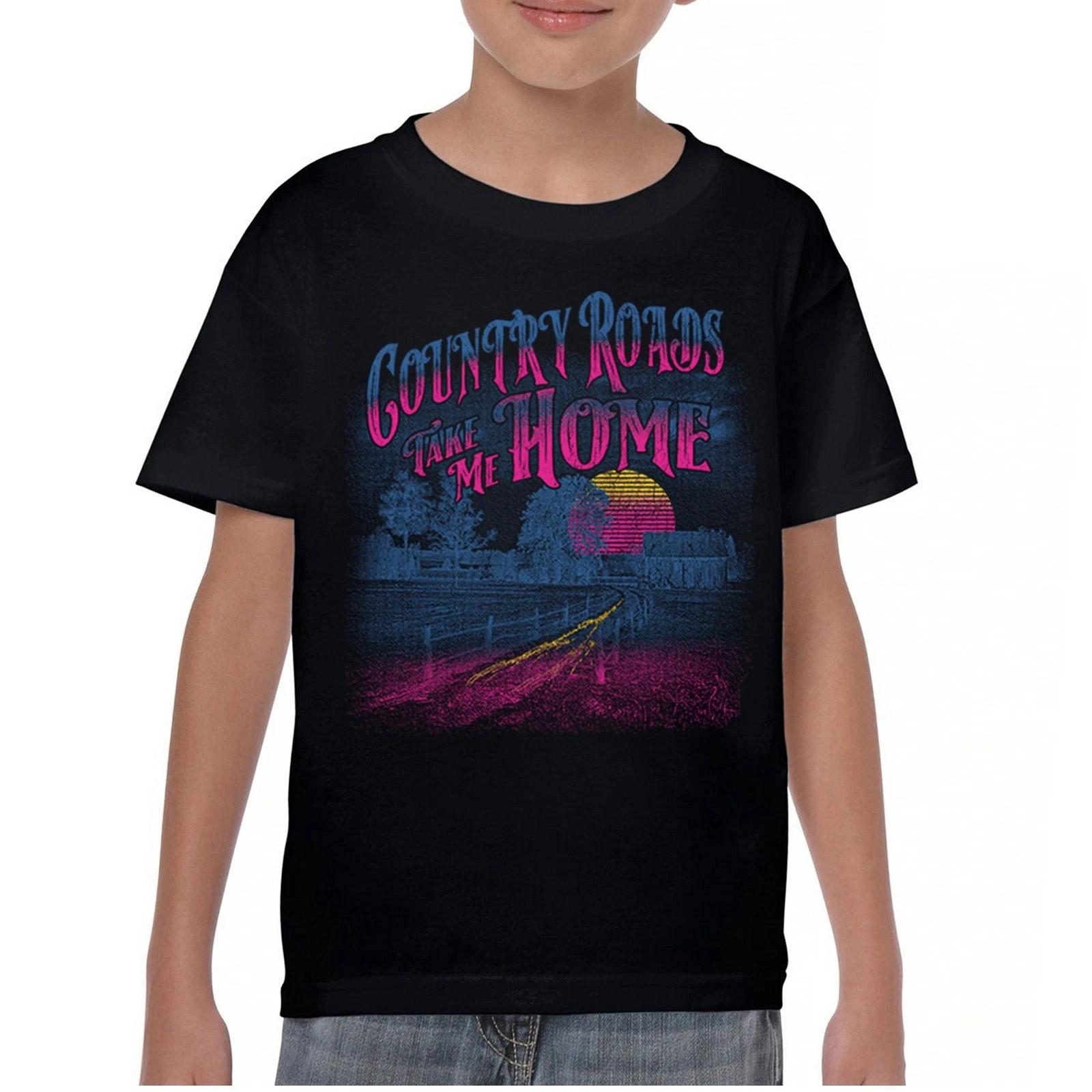 Country Roads Take Me Home Youth kids boys T-Shirt Vintage Farm Life Sunset Kids 120