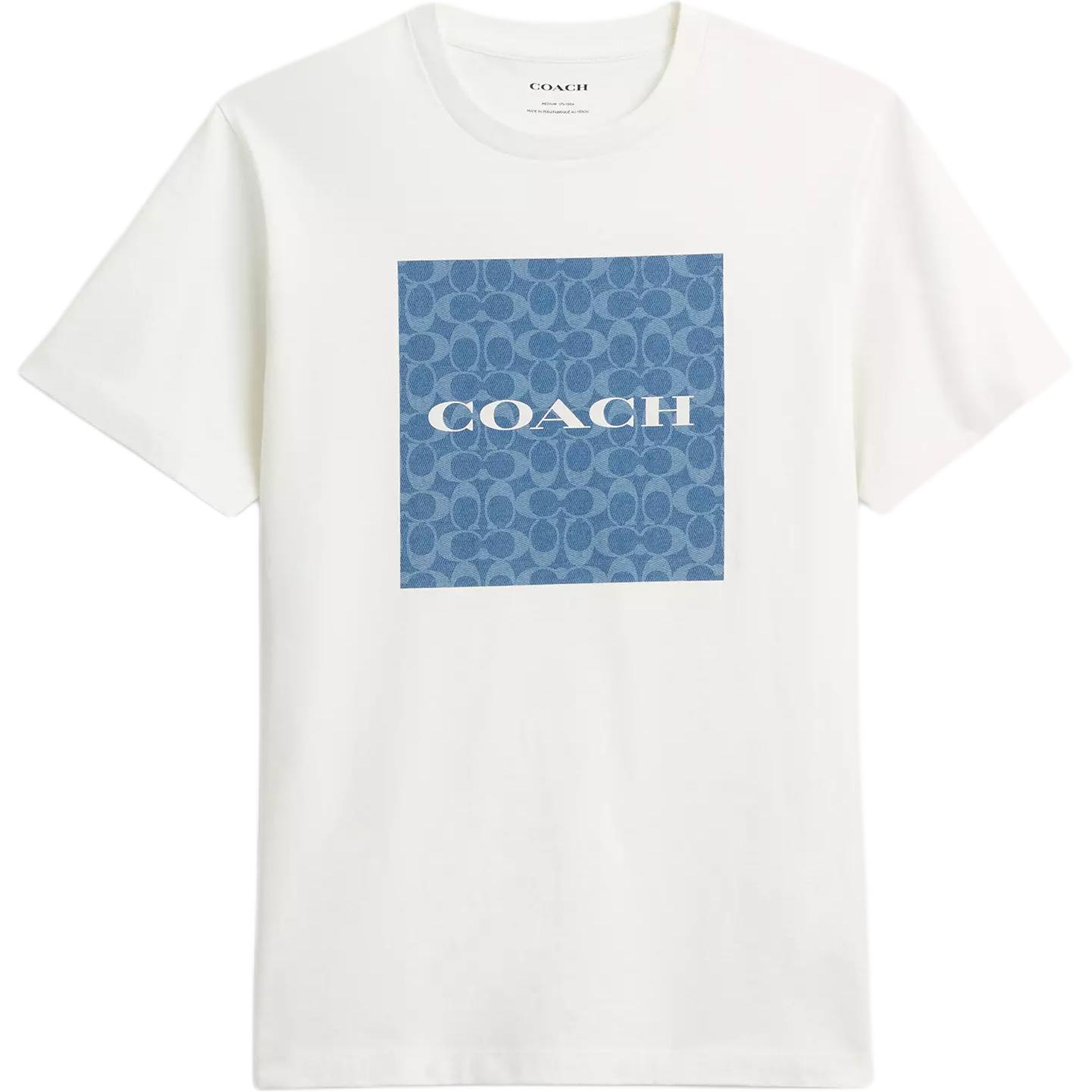 

Coach Organic Cotton Denim Iconic Square T-Shirt Men Tops White CAF68-WHT S
