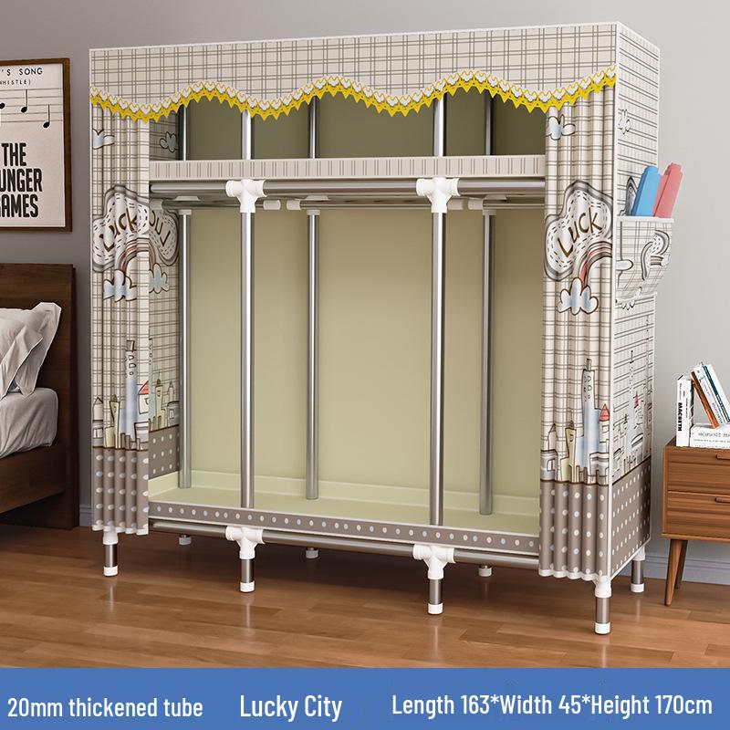 Thickened Steel Pipe Fabric Wardrobe for Dorm or Bedroom Storage