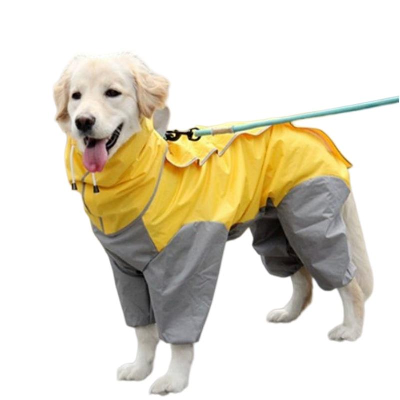 Outdoor Dog Raincoat Jumpsuit Waterproof Dog Suits Rain Cape For Medium Big Dogs Four Corner Hooded Jacket Poncho Pet Rain Coat