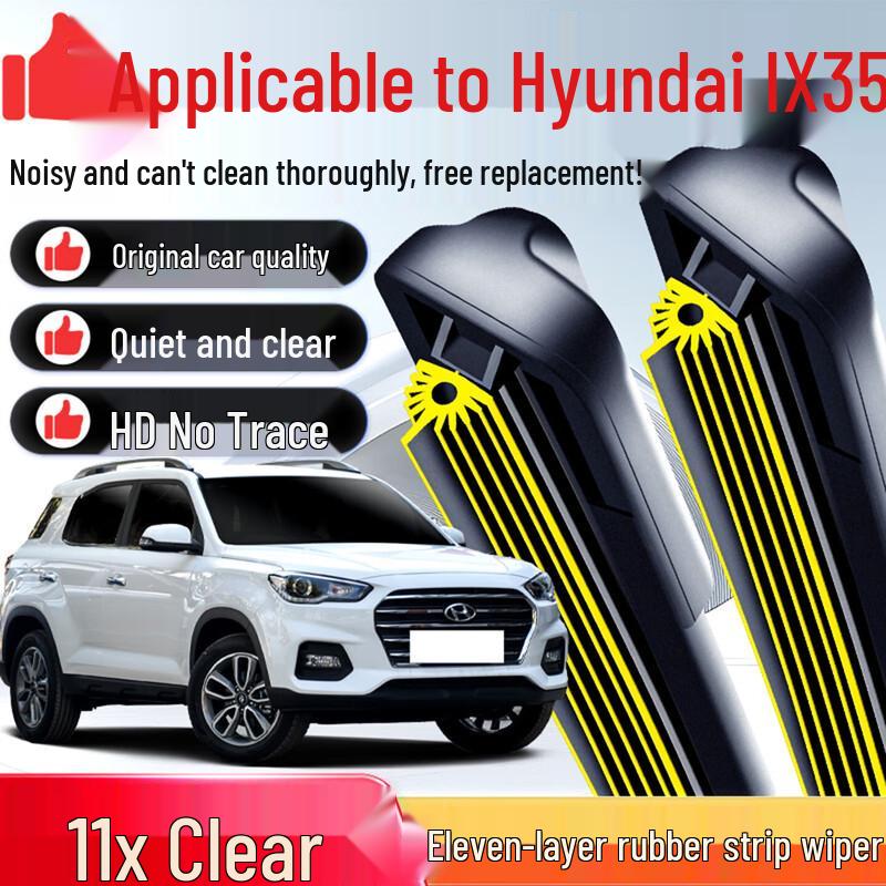 Hyundai ix35 Frameless Silent Front Wiper Blade with Eleven-Layer Rubber Strip 1 Pair + Hyundai ix35/2021-2025