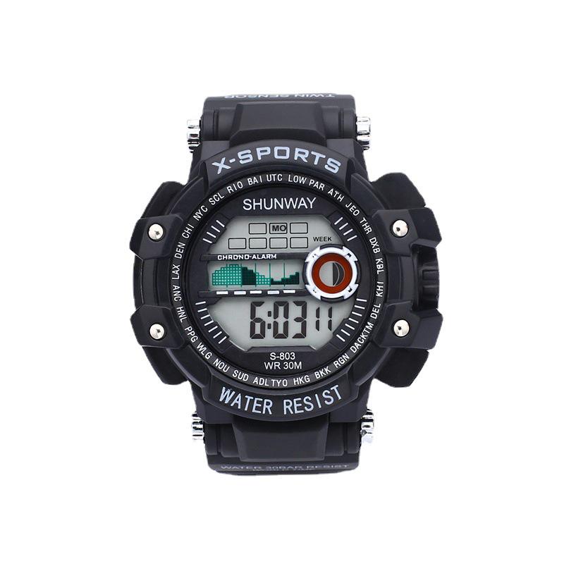 Ceas LED pentru tineret, luminos, rezistent la apă, cronograf sport multifuncțional