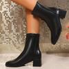 Fashion Comfortable Square Heel Zipper Boots for Women 2024 New High Quality Women's Ankle Boots Black Matte Platform Boot Botines Mujer