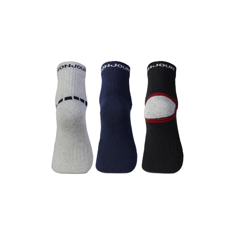 Bonjour Men' Performance Cushioned Socks | Ankle Length Sports Socks For Men' Po3