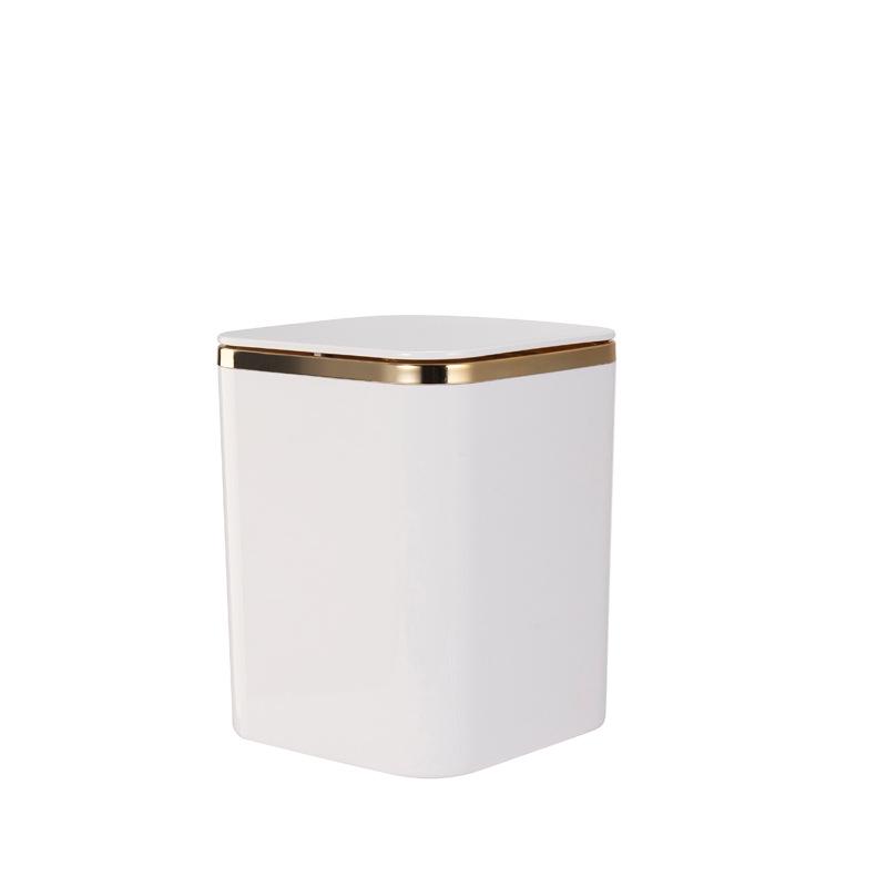 Mini Cute Press-Type Pop-Up Lid Desktop Trash Can, Wall-Mountable, Simple Square Design