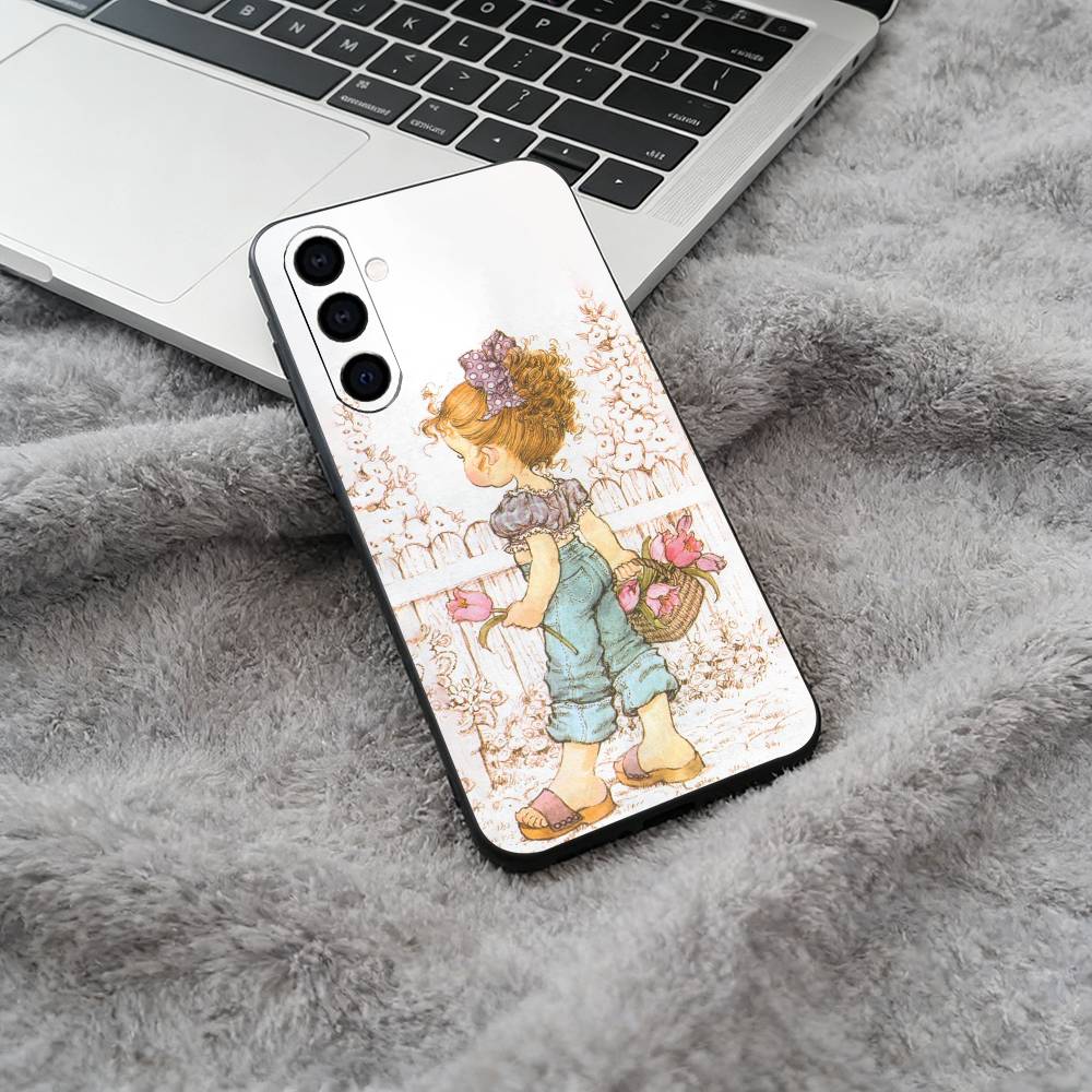 Sarah K-Kay Girl Colorful Soft Silicone phone Case for Samsung Galaxy A73/A71/A72/A70/A53/A52/A51 - Black