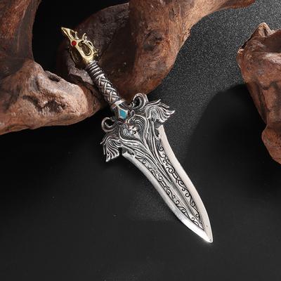 Retro Punk Lion King Sword of Holy Sword Pendant Necklace for Men Personalized Hip Hop Rock Party Jewelry Gift