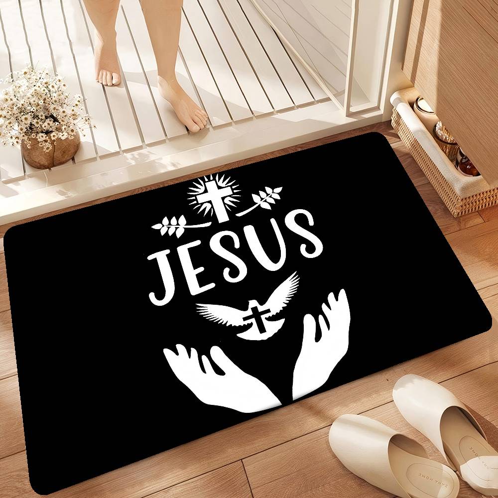 1 Piece Christian Jesus Bathroom Mat Kids Room Bedroom Decoration Balcony Anti-Slip Doormat Living Room Welcome Rug