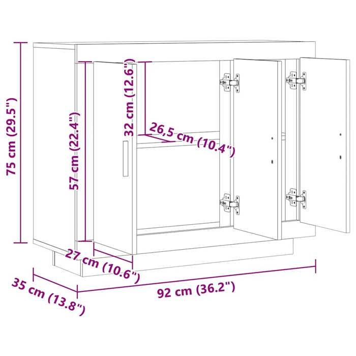 VidaXL Buffet vieux bois 92x35x75 cm bois d'ingénierie, meuble de rangement, meuble de rangement de cuisine, meuble de 856864