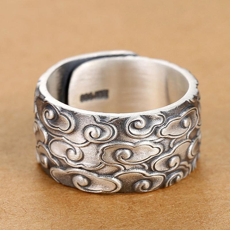 Xiangyun Men's Ring Wide and Large Size Imitation Index Finger Plate Finger Domineering Opening Adjustable Ring Jewelry
