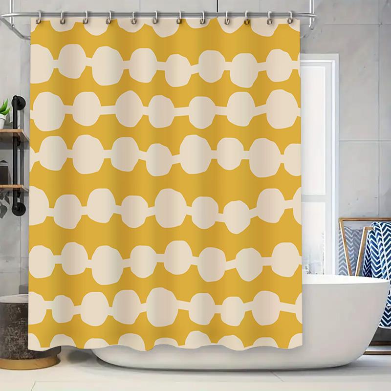 

Yellow White Round Dot Shower Curtain Waterproof Fabric For Bathroom Decorative Window Home Decoration W60H190(CM)-1 Pcs