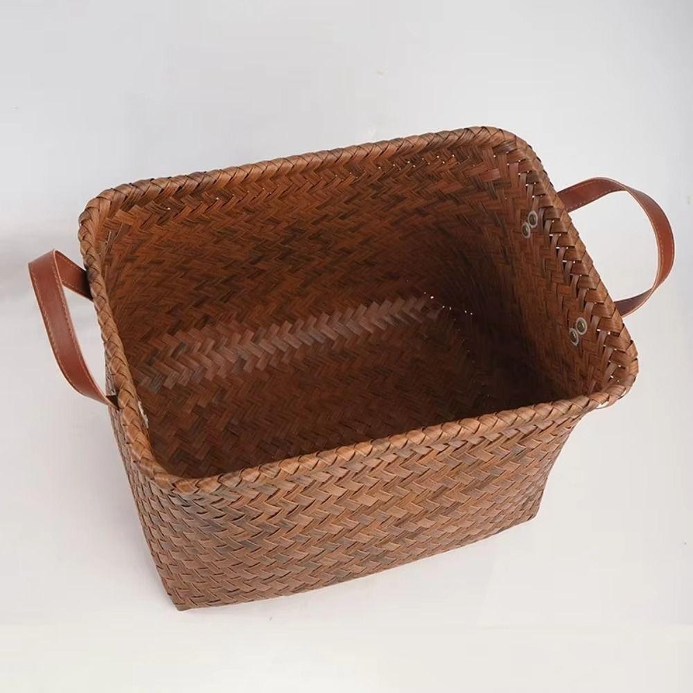 Brown Laundry Basket 38cm Laundry Hamper Portable Dirty Clothes Basket  Picnic