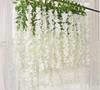 Artificial Wisteria Flower Garland: Violet Hanging Silk Vine for Weddings and Ceiling Decor