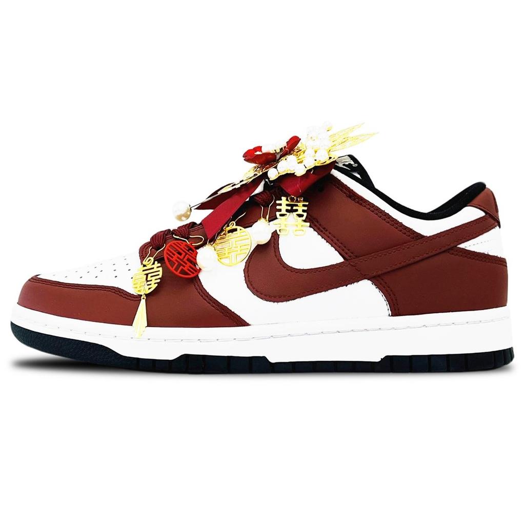 Nike Dunk Abrasion Resistant Low top Skateboard Shoes Unisex Golden Brick Red DD1391-100(Team417-)