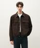 Draw Fit Layered Minimal Suede Jacket [Brown]