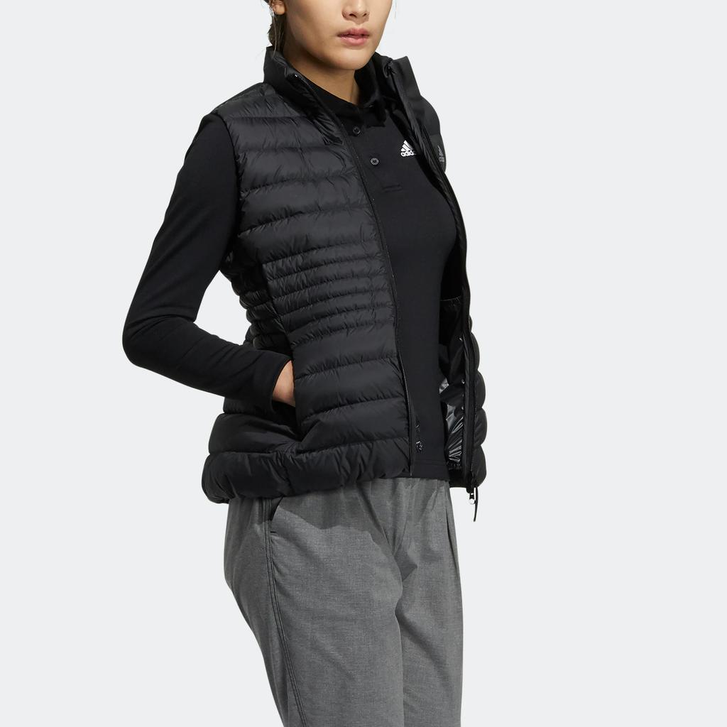adidas Solid Color Logo Zip Stand Collar Vest Women Vests Black GT3317