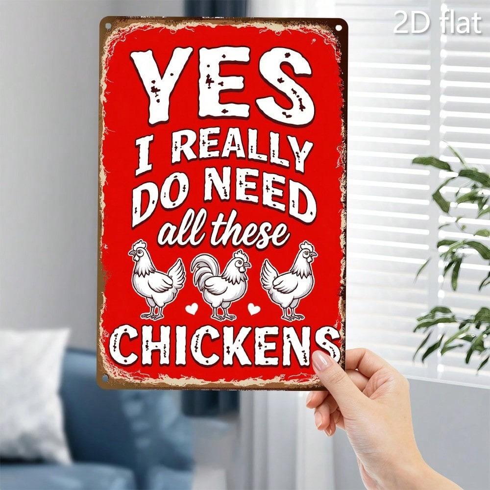 Vintage Metal Chicken Tin Sign Kitchen Wall Art Farmhouse Decor 8x12 Inch