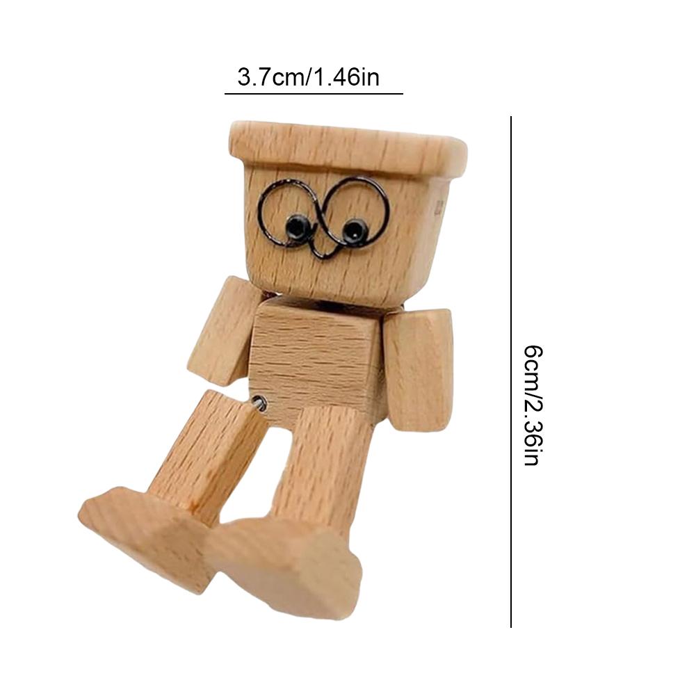 Třesoucí se dřevěná figurka muže Dekorace do auta s klipem Třesoucí se nohy Dřevěná panenka Robot s houpajícíma se nohama Figurka Auto Dřevěné ozdoby