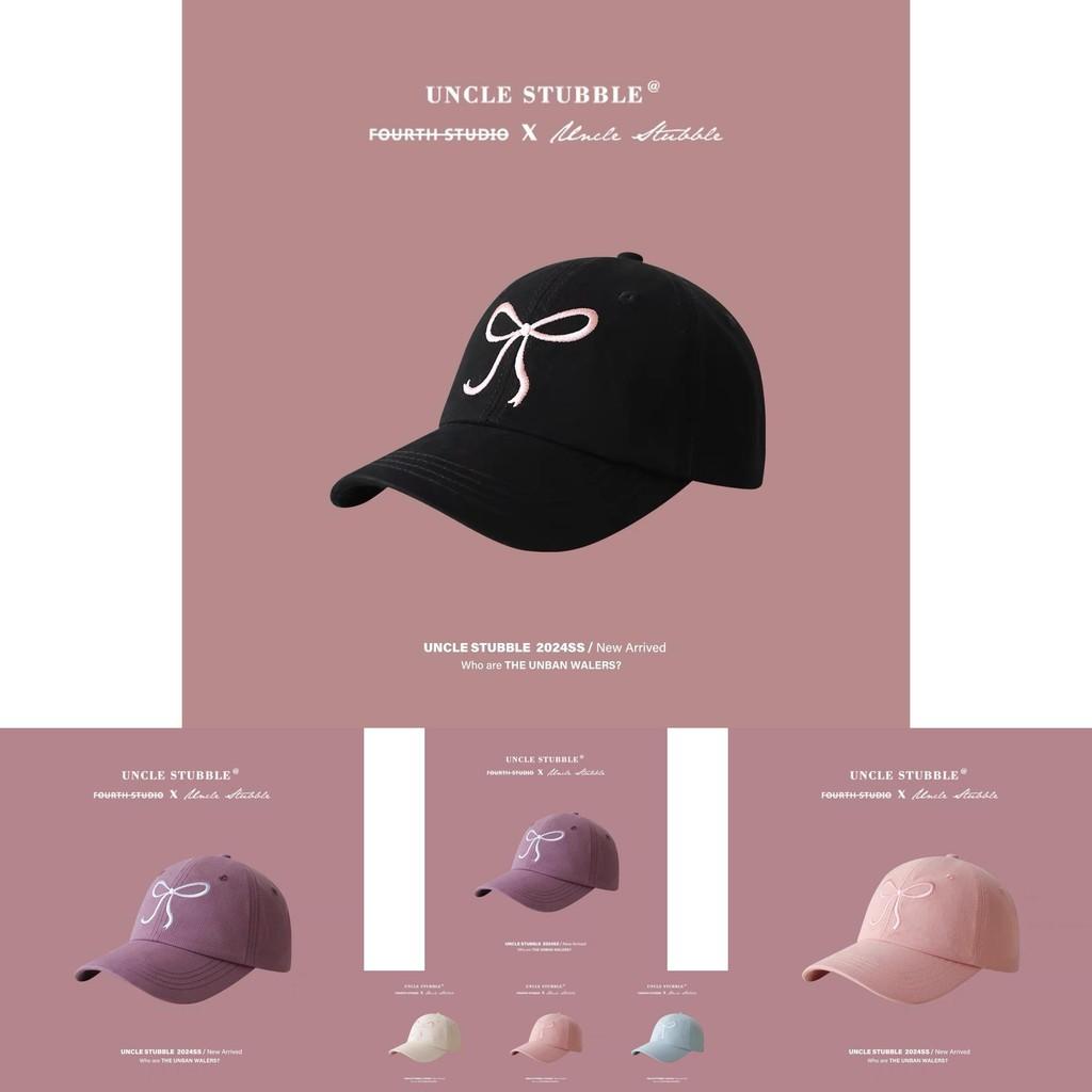 Adorable Korean Bowknot Baseball Cap For Girls All-season Soft Top Pink Hat