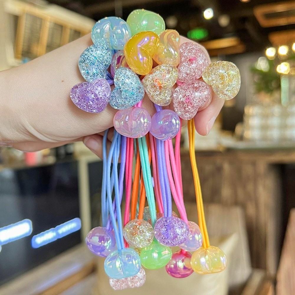 2pcs/lot Elastic Hair Ties Acrylic Beads Kids Hair Bands Cute Ponytail Hair Ties Hair Accessories