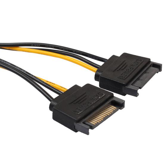 7 Inch 6 Pin PCI to Dual SATA 15 Pin Express Card Power Cable Connector Cord
