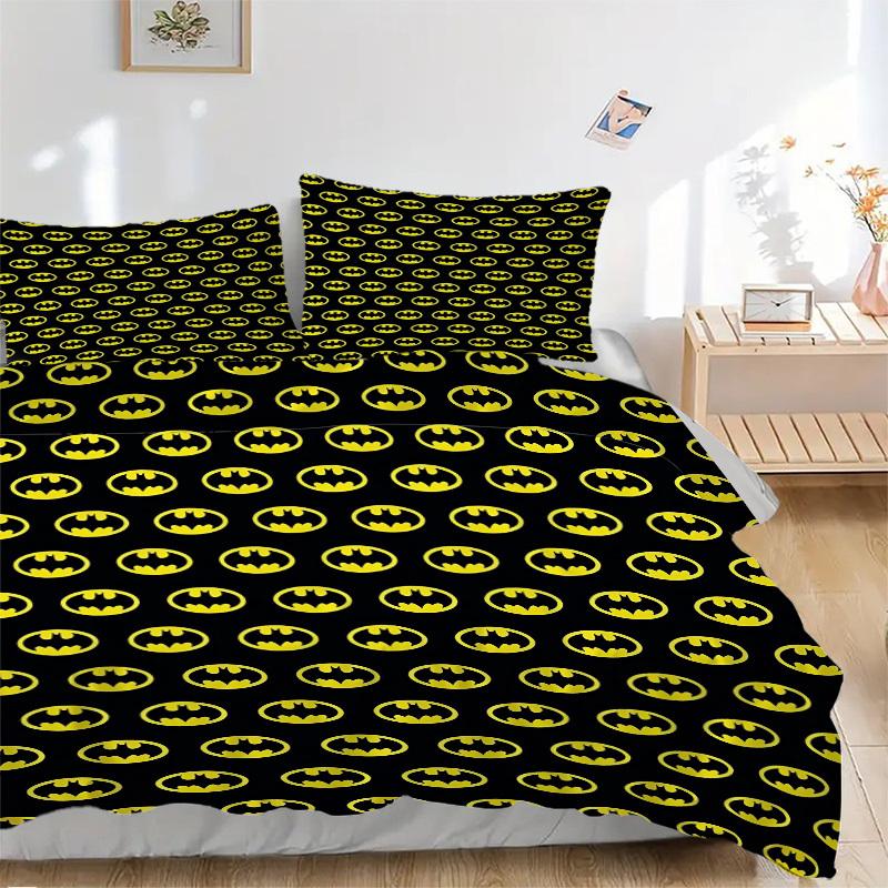 3pcs Batman Signal Bedding Set, Soft Polyester Duvet Cover and Pillowcases Machine Washable Seasons All Suitable & Guest Room Decor258