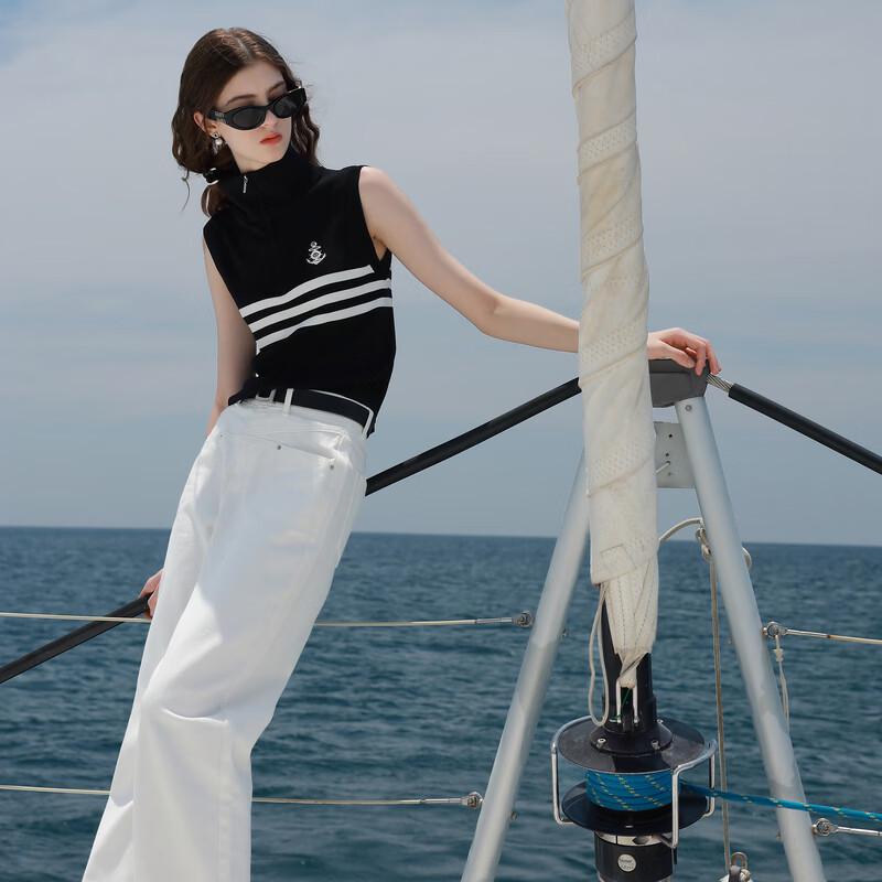 Sancai 2026 Spring High-Waist Straight-Leg White Jeans